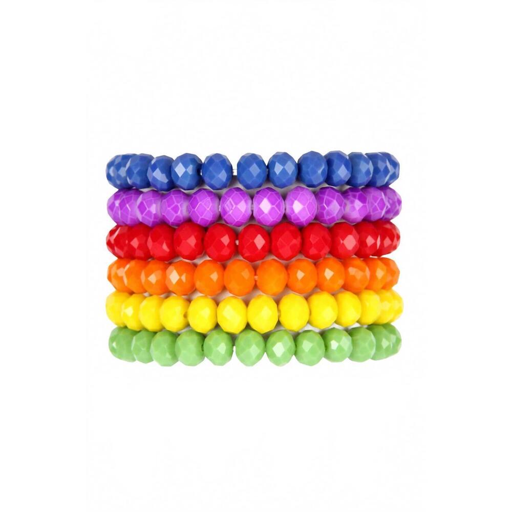 NEW SPARKLY SOUTH WHOLESALE women's six pieces faceted bead stretch bracelet set